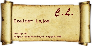 Czeider Lajos névjegykártya